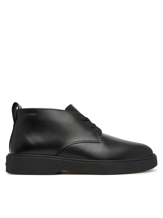 Calvin Klein Gležnjarji Calvin Klein Text Rubber Desert Boot Lth HM0HM02255 Črna