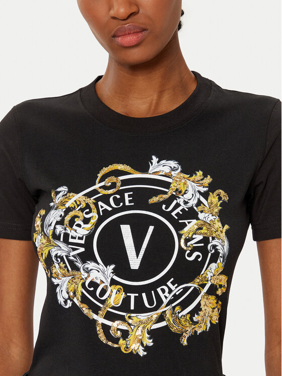 Versace Jeans Couture Versace Jeans Couture Marškinėliai 78HAHC01 Juoda Regular Fit