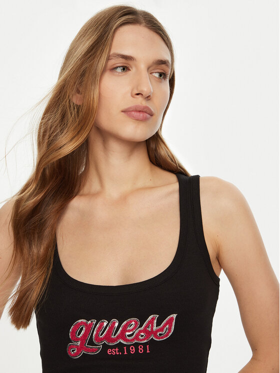 Guess Guess Топ W5RP03 KA0H1 Чорний Regular Fit