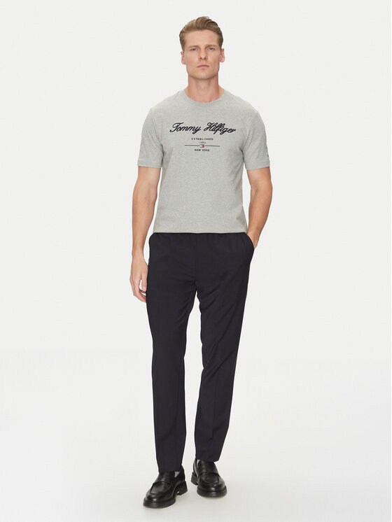 Tommy Hilfiger Tommy Hilfiger T-shirt Script Logo MW0MW33691 Grigio Regular Fit