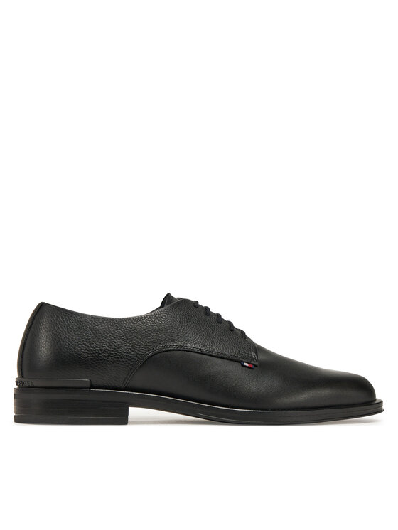 Tommy Hilfiger Polobotky Tommy Hilfiger Core Hilfiger Leather Shoe FM0FM05375 Černá