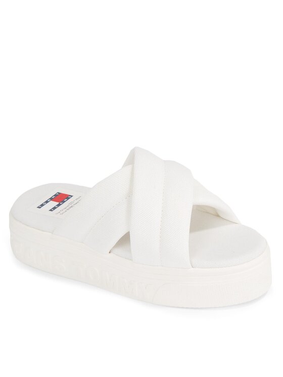 Tommy Jeans Šlepetės Tommy Jeans Tjw Lettering Flatform Sandal EN0EN02465 Écru