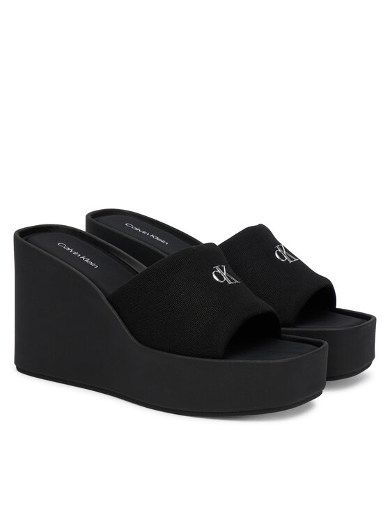 Calvin Klein Iešļūcenes Calvin Klein Wedge 70 Sndl Canv Mg HW0HW03134 Melns