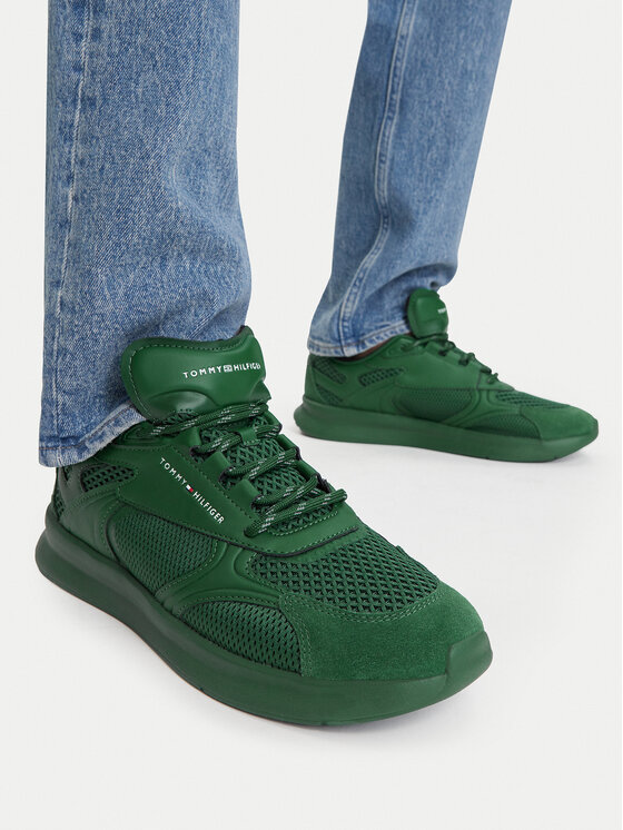 Tommy Hilfiger Sneakersy Tommy Hilfiger Lightweight Runner Monocolor FM0FM05928 Zielony