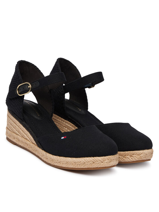 Tommy Hilfiger Еспадрили Tommy Hilfiger Mid Wedge Espad Closed Toe FW0FW09233 Черен