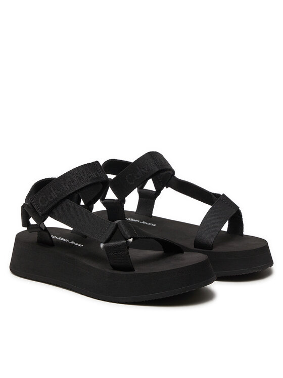 Calvin Klein Jeans Sandali Calvin Klein Jeans Sandal Velcro Webbing In Mtl YW0YW01480 Črna