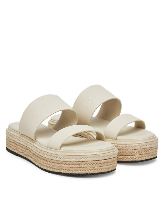 Calvin Klein Espadrile Calvin Klein Flatform Wedge Slide - He HW0HW02374 Écru
