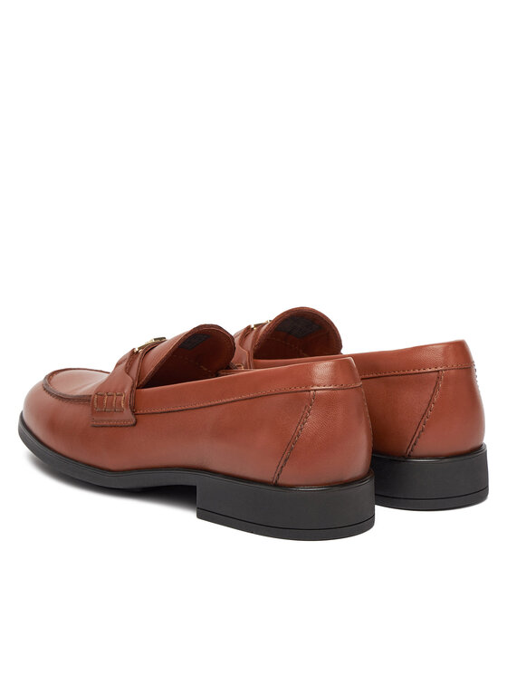 Tommy Hilfiger Loafersy Tommy Hilfiger Th Logo Leather Loafer FW0FW08705 Hnědá