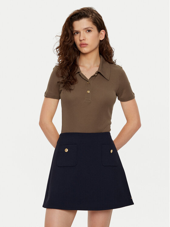 Tommy Hilfiger Tommy Hilfiger Polo majica WW0WW44446 Rjava Slim Fit