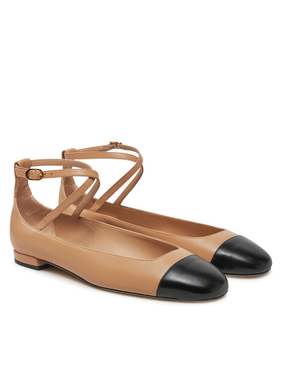 Stuart Weitzman Baleriny Stuart Weitzman Eden Atrap Flat SJ720 Beżowy