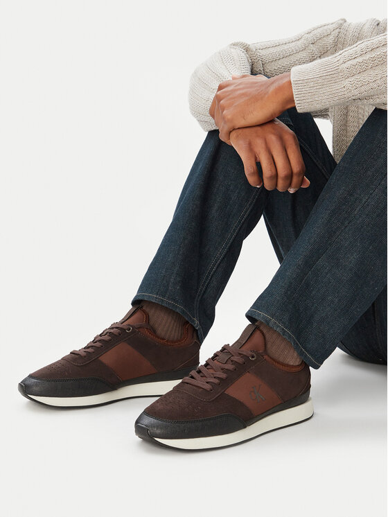Calvin Klein Αθλητικά Calvin Klein Retro Runner Sock Laceup Mix HM0HM02305 Καφέ