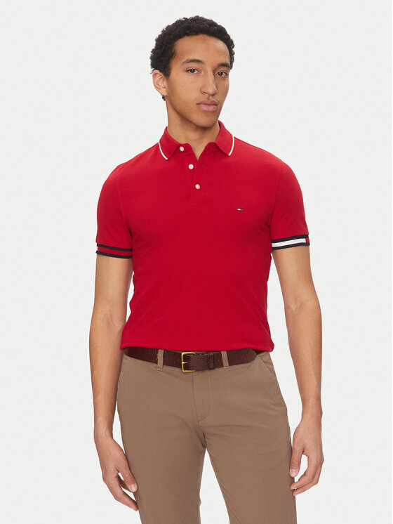 Tommy Hilfiger Tommy Hilfiger Polo Flag Cuff MW0MW38458 Rosso Slim Fit