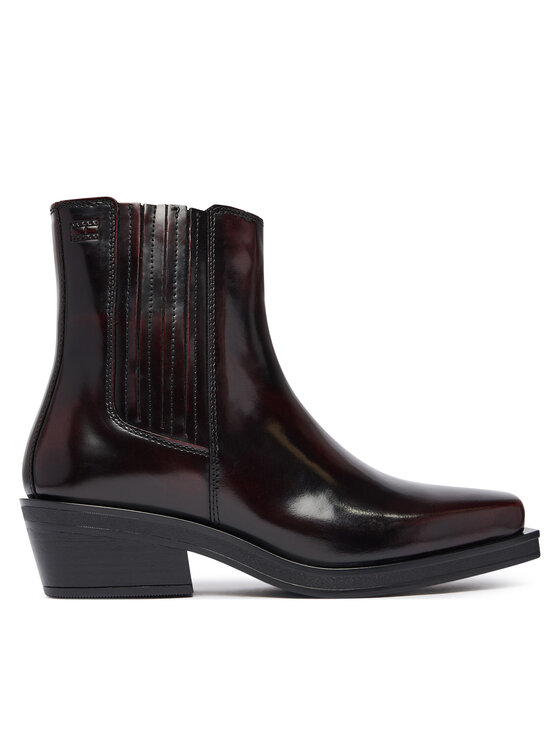 Tommy Jeans Štibletai Tommy Jeans Tjw Brushed Leather Cowboy Boots EN0EN03077 Tamsiai ruda