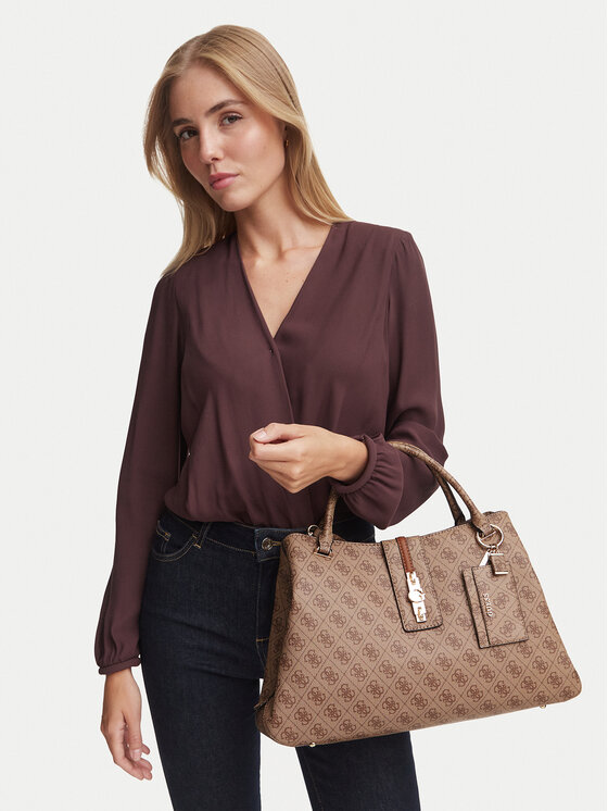 Guess Дамска чанта Guess Yvonne Logo HWSG23 78220 Светлокафяв