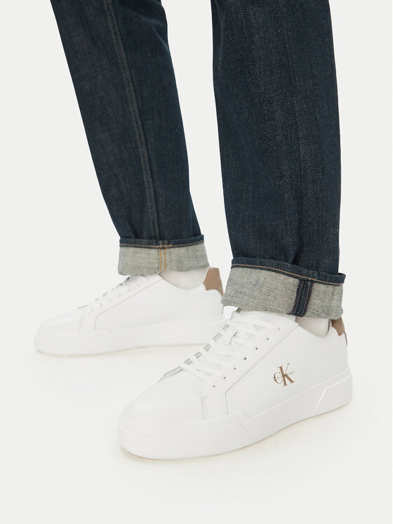 Calvin Klein Sneakersy Calvin Klein Chunky Cupsole Laceup Lth YM0YM01344 Bílá