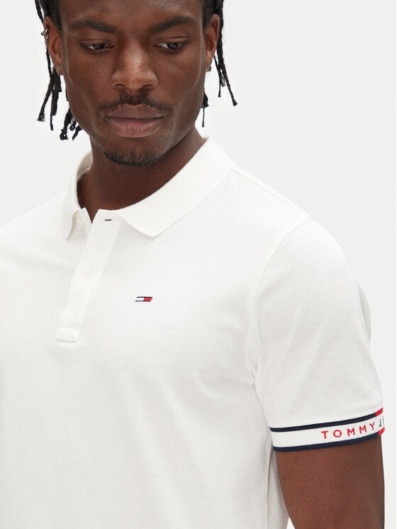 Tommy Jeans Tommy Jeans Polo marškinėliai Flag Cuff DM0DM21306 Écru Slim Fit