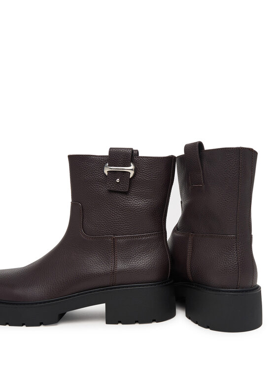 Calvin Klein Μποτάκια Calvin Klein Chunky Ankle Boot Lth Hdw HW0HW03202 Σκούρο καφέ