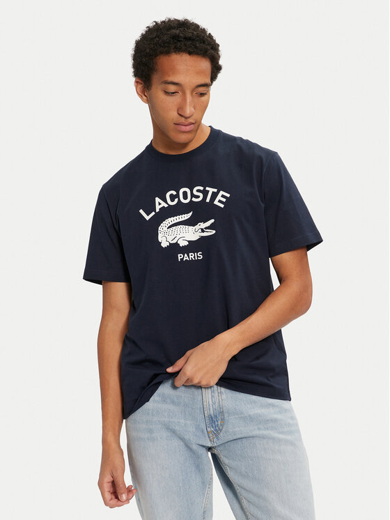 Lacoste Lacoste Majica TH2733 Mornarsko modra Classic Fit