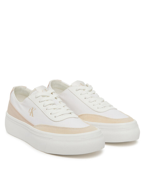 Calvin Klein Jeans Сникърси Calvin Klein Jeans Vulc Flatform Low Cv Mix Mg YW0YW01770 Бял