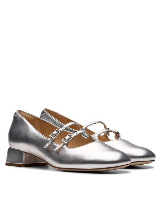 Clarks Baleríny Clarks Daiss 30 Shine 26179900 Stříbrná