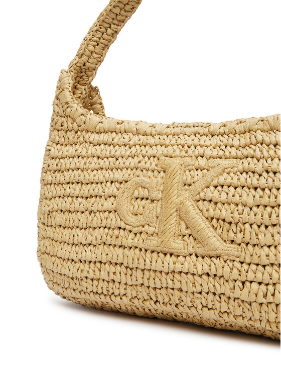 Calvin Klein Дамска чанта Calvin Klein Bold Ck Raffia Sm Shoulder Bag LV04F3449G Кафяв