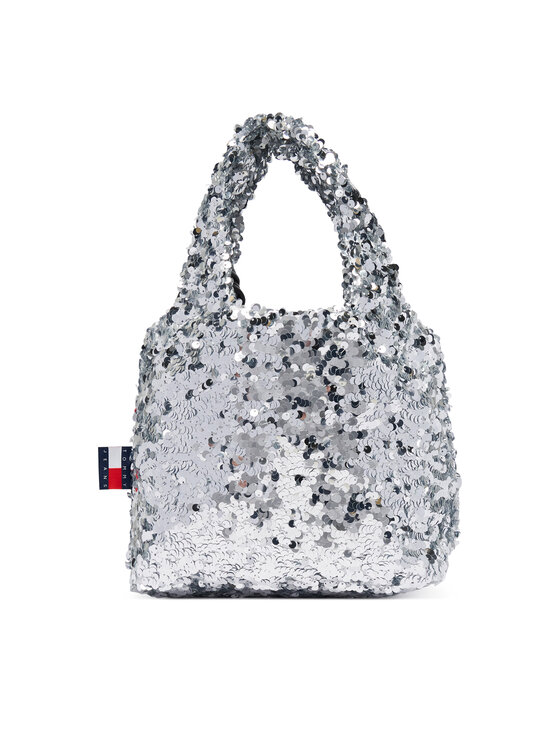 Tommy Jeans Τσάντα Tommy Jeans Tjw Bodega Sequins Shopper AW0AW19091 Ασημί