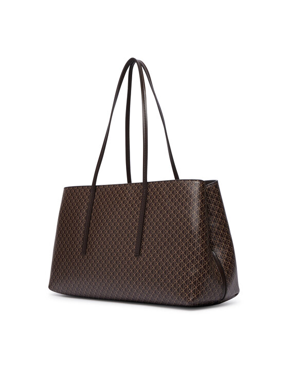 Calvin Klein Borsetta Calvin Klein Emblem Aop Medium Work Tote LV04F3786G Marrone scuro