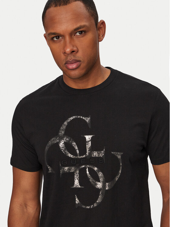 Guess Guess Футболка M6RI03 I3Z14 Чорний Regular Fit