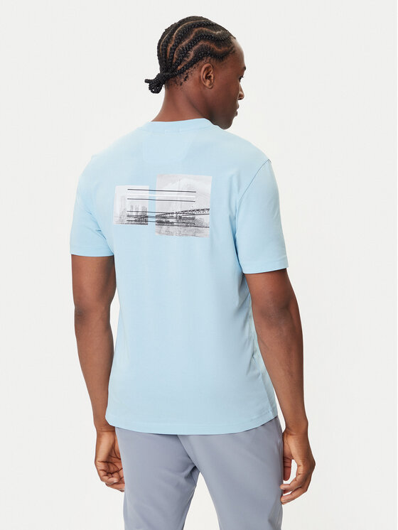 BOSS BOSS Camiseta Photoprint 50545869 Celeste Relaxed Fit