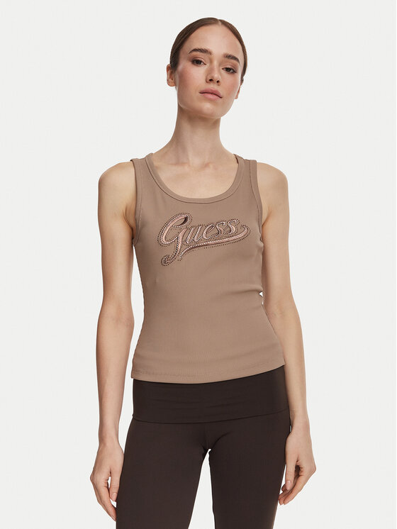 Guess Guess Топ W6YP30 K4380 Світло-коричневий Slim Fit