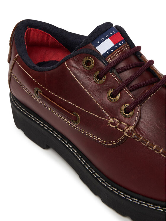 Tommy Jeans Nizki čevlji Tommy Jeans Archive '01 Boat Shoe Leather EM0EM01651 Rjava