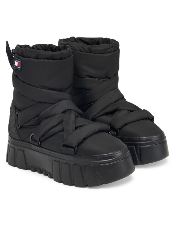 Tommy Jeans Μπότες Χιονιού Tommy Jeans Tjw Chunky Snow Boot Nylon EN0EN02842 Μαύρο