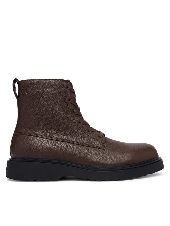 Calvin Klein Μποτίνια Calvin Klein Combat Ess Lace Up Zip Boot Lth YM0YM01373 Καφέ