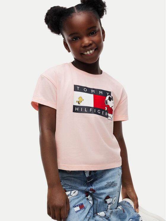 Tommy Hilfiger Tommy Hilfiger Camiseta Peanuts Flag  KG0KG09634 Rosa claro Regular Fit