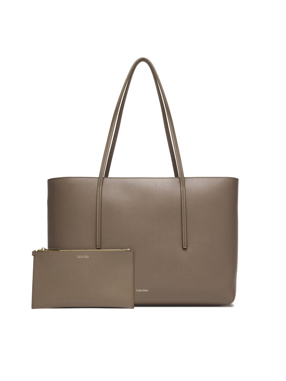 Calvin Klein Дамска чанта Calvin Klein Foil Logo Tote W/Pouch LV04F3274G Бежов