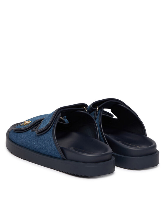 Tommy Hilfiger Şlapi Tommy Hilfiger Double Strap Denim Sandal FW0FW09123 Albastru