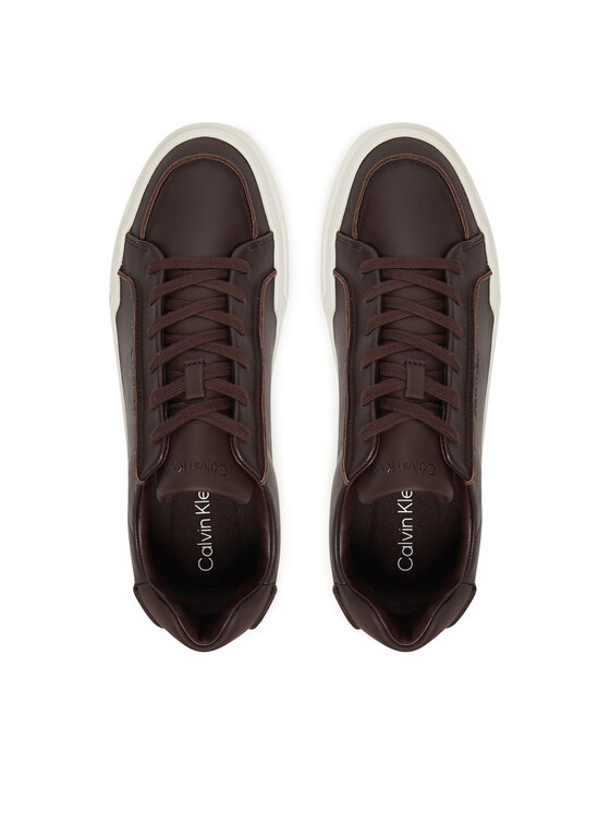 Calvin Klein Sneakersy Calvin Klein Chunky Cupsole Lace Up Lth Pinch YM0YM01454 Bordó