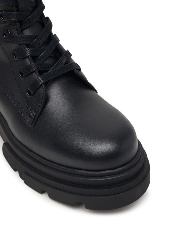 Tommy Hilfiger Bakancs Tommy Hilfiger Leather Th Buckled Lace-Up Boot FW0FW09550 Fekete