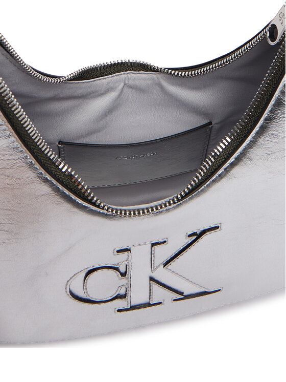 Calvin Klein Rankinė Calvin Klein Bold Ck Outline Mtl Shoulder Bag LV04F3897G Sidabrinė