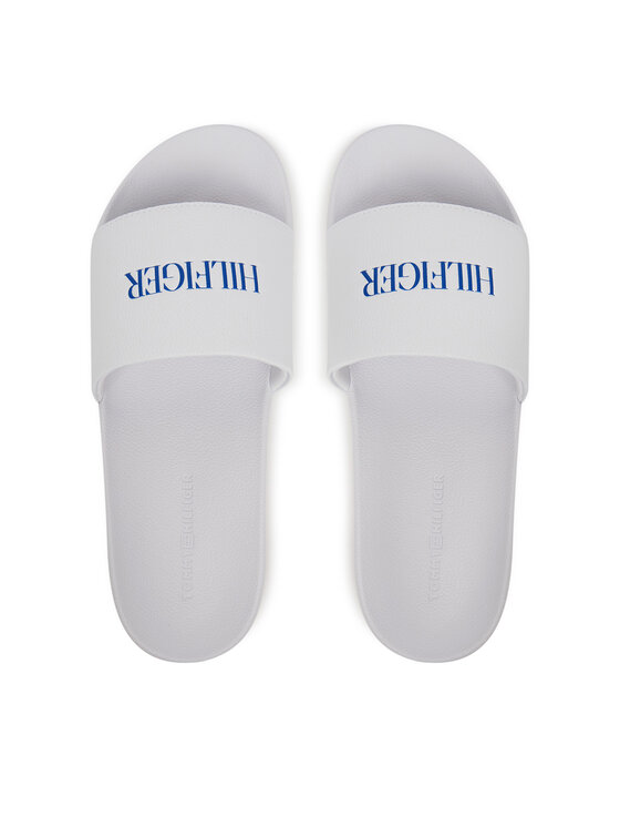 Tommy Hilfiger Nazouváky Tommy Hilfiger Hilfiger Print Tumble Pool Slide FM0FM05505 Bílá
