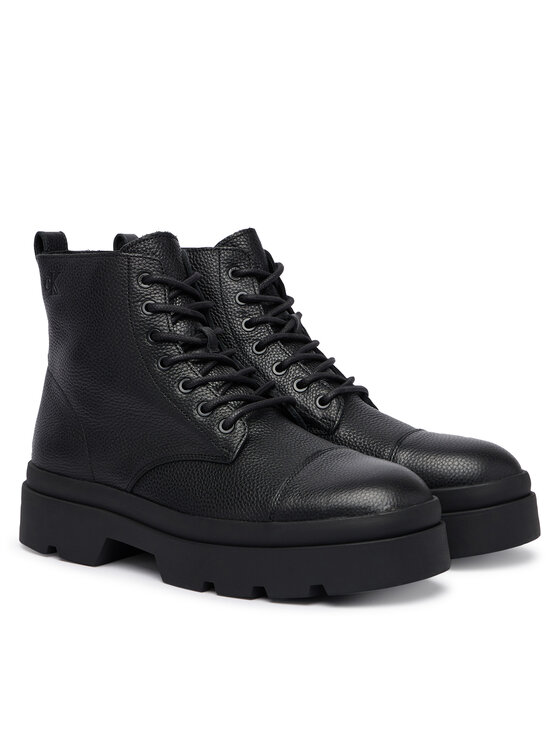 Calvin Klein Ορειβατικά παπούτσια Calvin Klein Lugged Mid Lace Up Tc Tu Lth HM0HM02267 Μαύρο