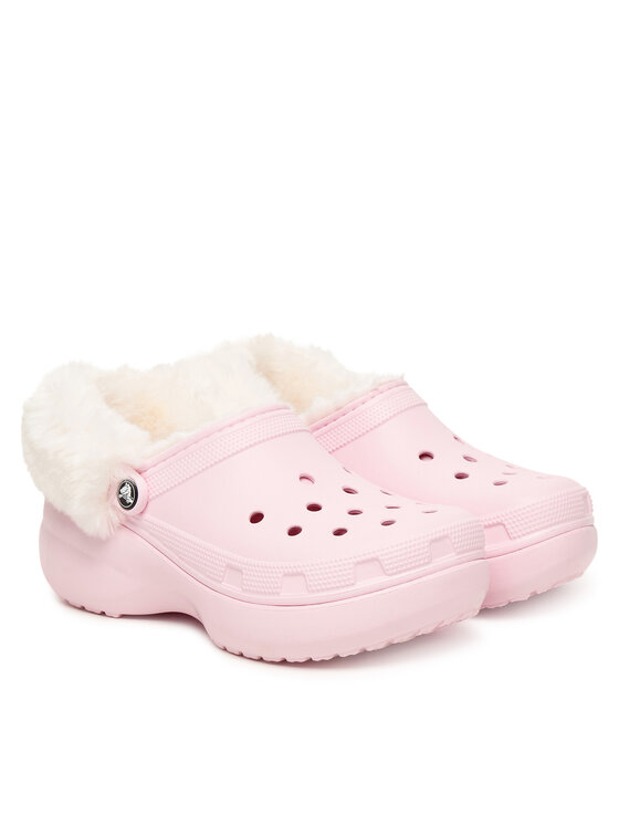 Crocs Шльопанці Crocs Classic Platform Fuzz Lined Clog 212854 Рожевий