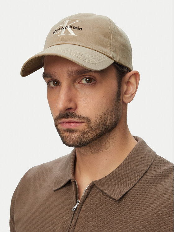 Calvin Klein Kapa s šiltom Calvin Klein Monologo Embroidery Baseball Cap LV04G5004G Bež