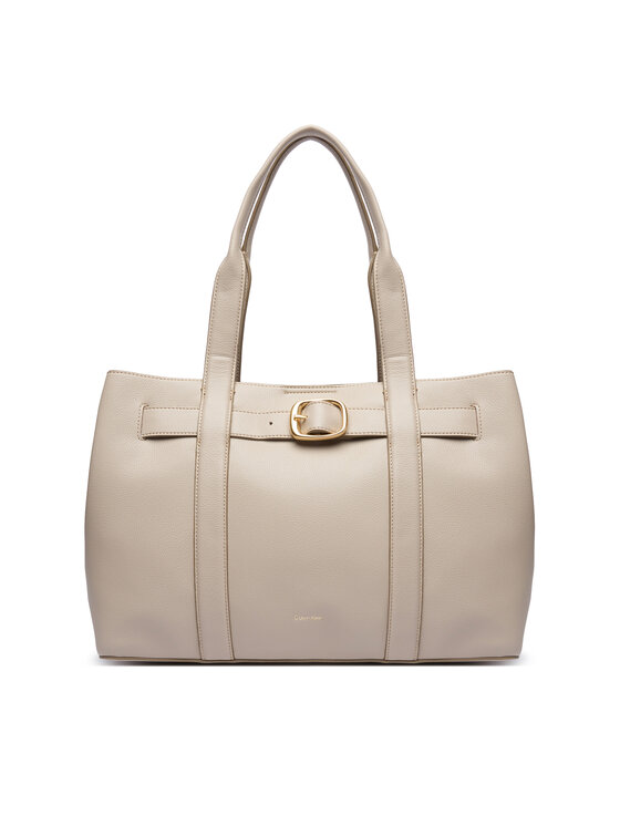 Calvin Klein Дамска чанта Calvin Klein Buckle Medium Tote LV04F3294G Екрю