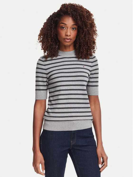 Tommy Hilfiger Tommy Hilfiger Camiseta WW0WW49705 Gris oscuro Slim Fit