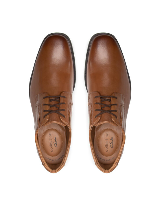 Clarks Туфлі Clarks Tilden Plain 261300977 Коричневий