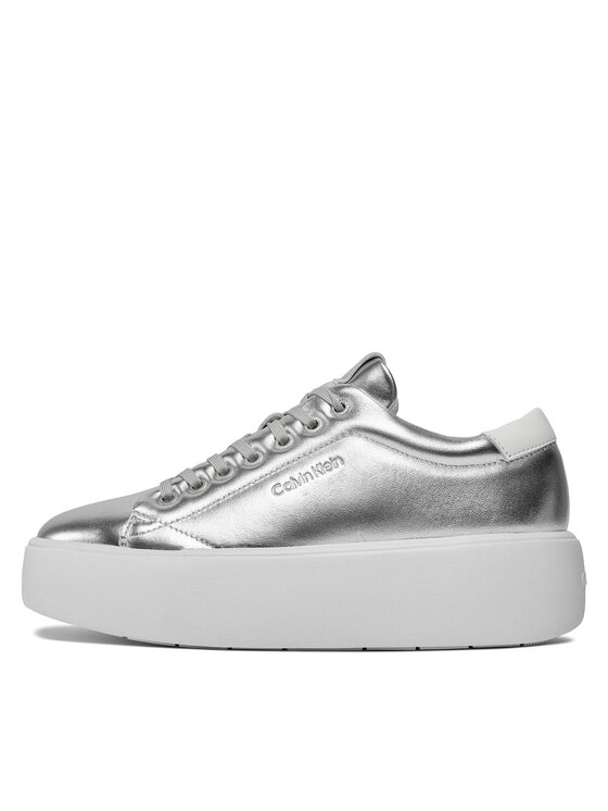Calvin Klein Tenisice Calvin Klein Bubble Cupsole Lace Up Metallic HW0HW02008 Srebrna