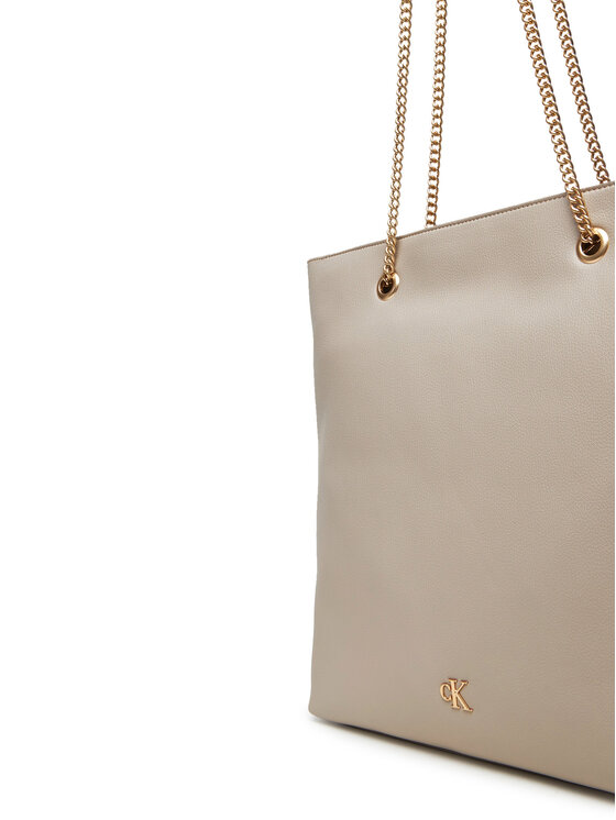 Calvin Klein Ročna torba Calvin Klein Minimal Monogram Chain Tote LV04F3204G Bež