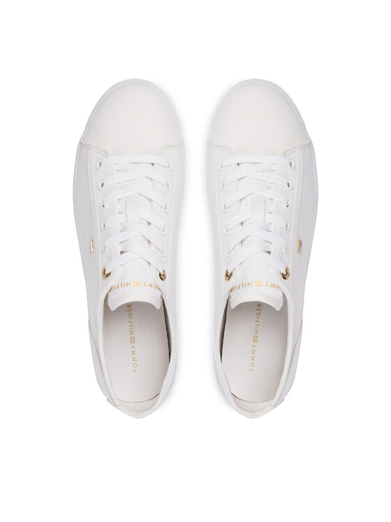 Tommy Hilfiger Гуменки Tommy Hilfiger Th Foxing Sneaker Canvas FW0FW09170 Бял