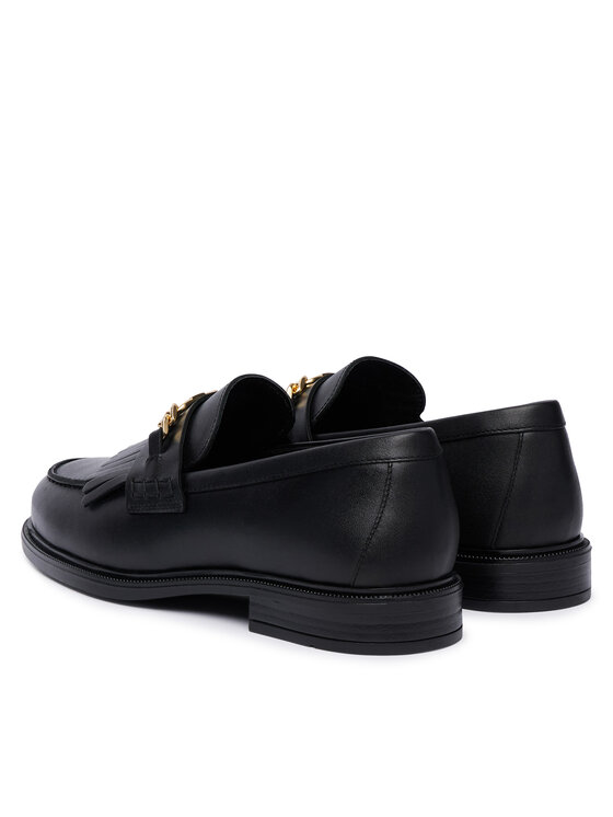 Tommy Hilfiger Loafers Tommy Hilfiger Th Chain Fringe Leather Loafer FW0FW09668 Negru